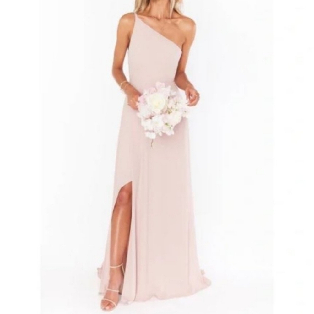 Show Me Your Mumu Shannon One Shoulder Dusty Rose Blush Pink Maxi Dress Sz S